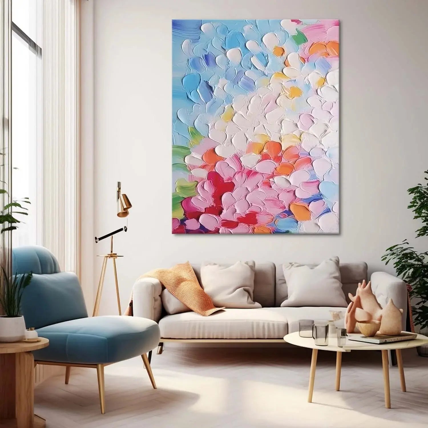 Vivid Floral Picture 100% Hand Painted Modern Abstract Oil Painting On Canvas Wall Art  For Living Room Home Decoration No Frame