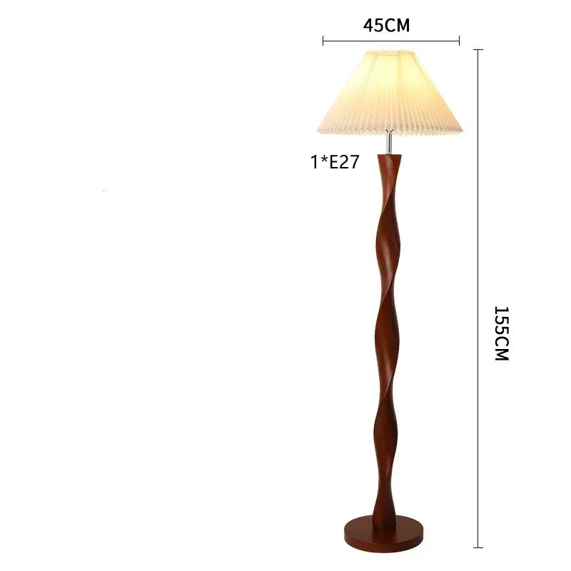 Chinese  Floor Lamp, Nordic Style, Classical Style, Living Room, Bedroom, Study, Bedside, Walnut Color, Luxury Solid Wood Lamp