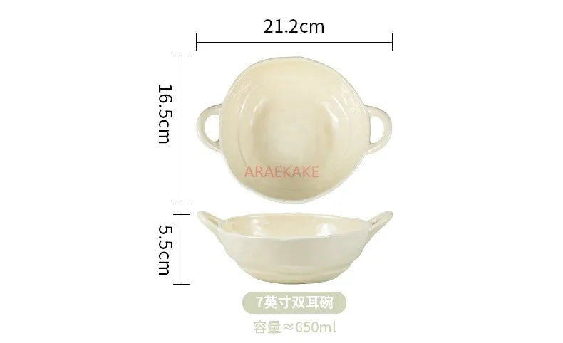 Cream style bowl and plate set, a particularly beautiful new type of bowl, couple tableware set