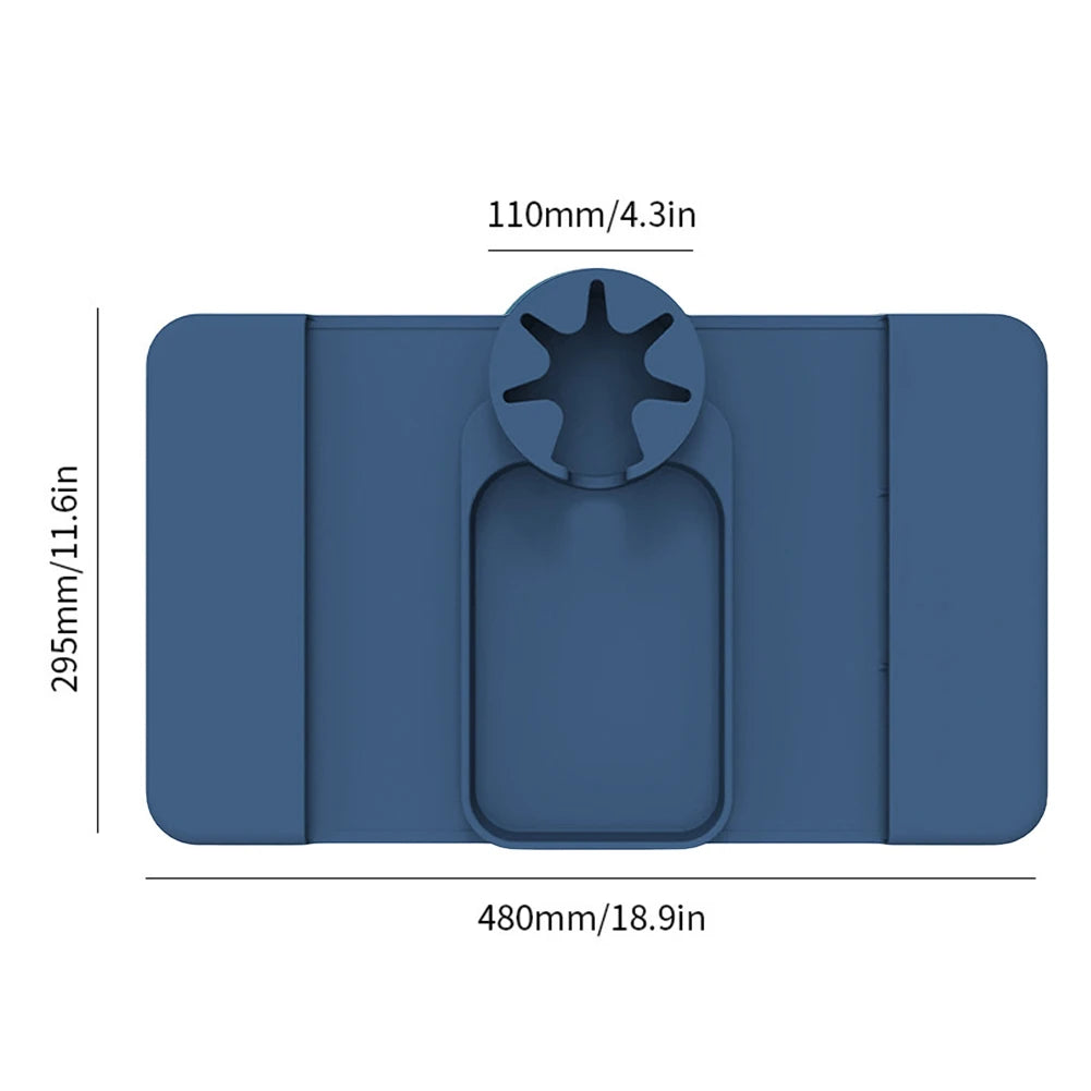 Silicone Couch Cup Holder Tray with Side Pockets Couch Armrest Table Waterproof Couch Arm Caddy for Snack Drinks Spectacles