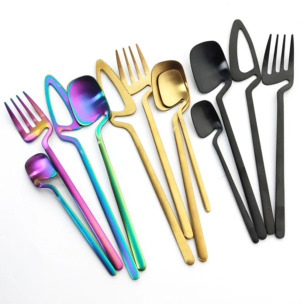 32pcs Black Matte Cutlery Set 304 Stainless Steel Dinnerware Set Knife Fork Spoon Dinner Set Bar Party Kitchen Tableware Gift