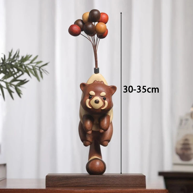 Wooden Ornaments Creative Magnetic Attraction Bear Figurines Room Miniature Desk Accessories Modern Home Decorations Funny Gifts