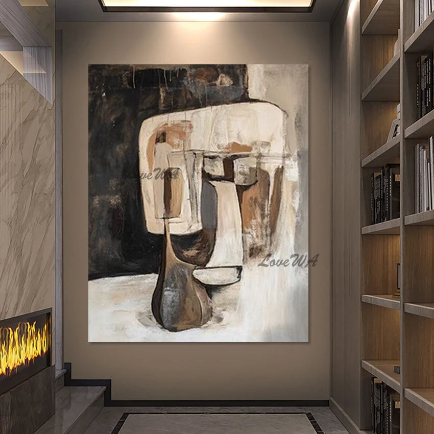 Frameless Paintings Canvas Abstract Art Textured Hand Drawing Showpiece, Latest Arrival Picture Wall Decorations For Living Room