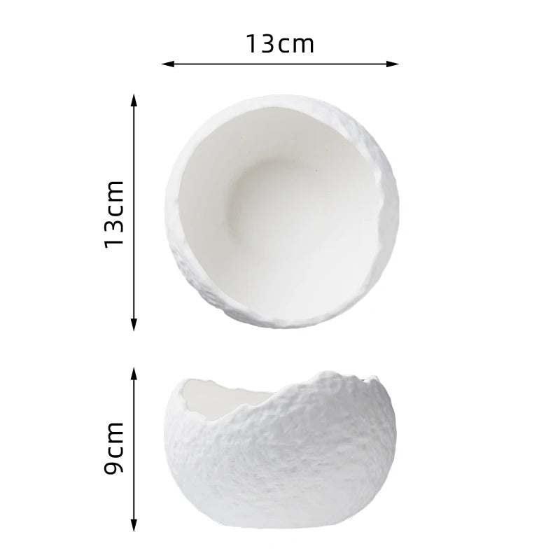 Ceramic Eggshell Bowl Dessert Bowl Advanced Fine Fruit Salad Cold Dishes Bowl Hotel Tableware Molecular Cuisine
