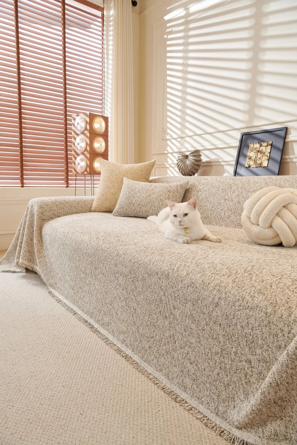 Cat Scratch Resistant Dustproof Sofa Cushion Universal Striped Pattern Blanket Mat 2025 All-Season Chenille Sofa Cover Slipcover