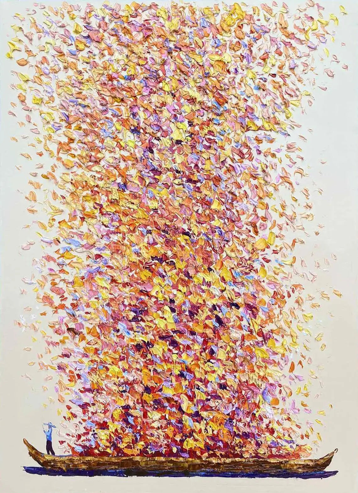 Thick Texture Fishing Landscape Picture Wall Art 100% Handmade Modern Abstract Oil Painting Canvas Art Home Decoration Unframed