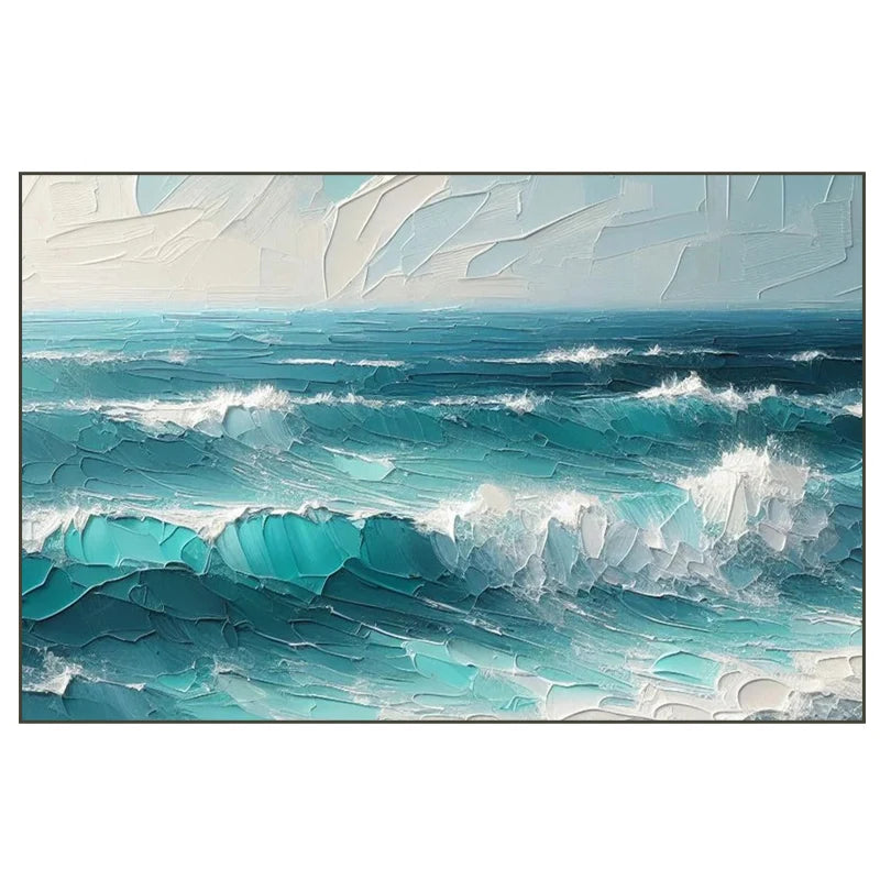 Thick Texture Knife Painted Seascape Pic Dafeng Oil Painting  Handmade Abstract Oil Painting on Canvas Wall Art Home Decoration
