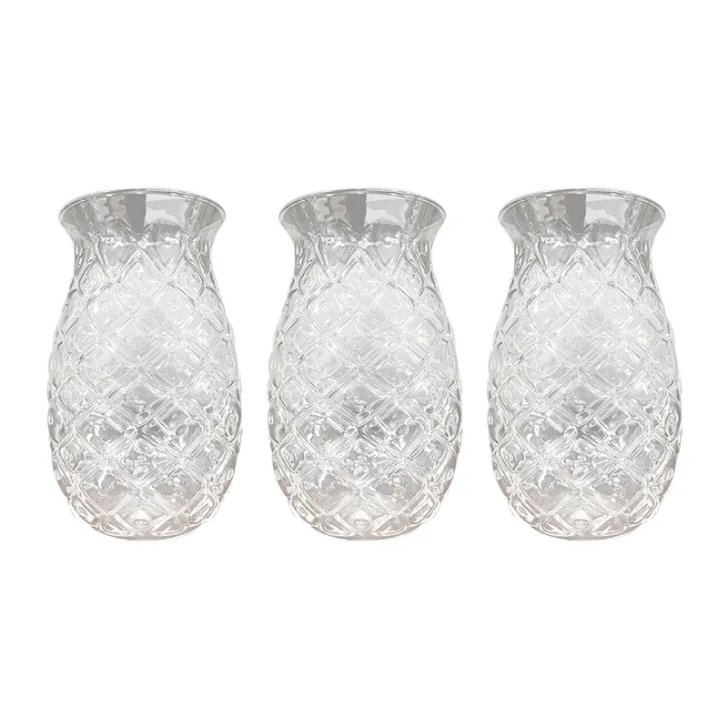 RMWIN-3Pcs Pineapple Cocktail Glasses Embossed Juice Glasses For Cocktails And Drinks