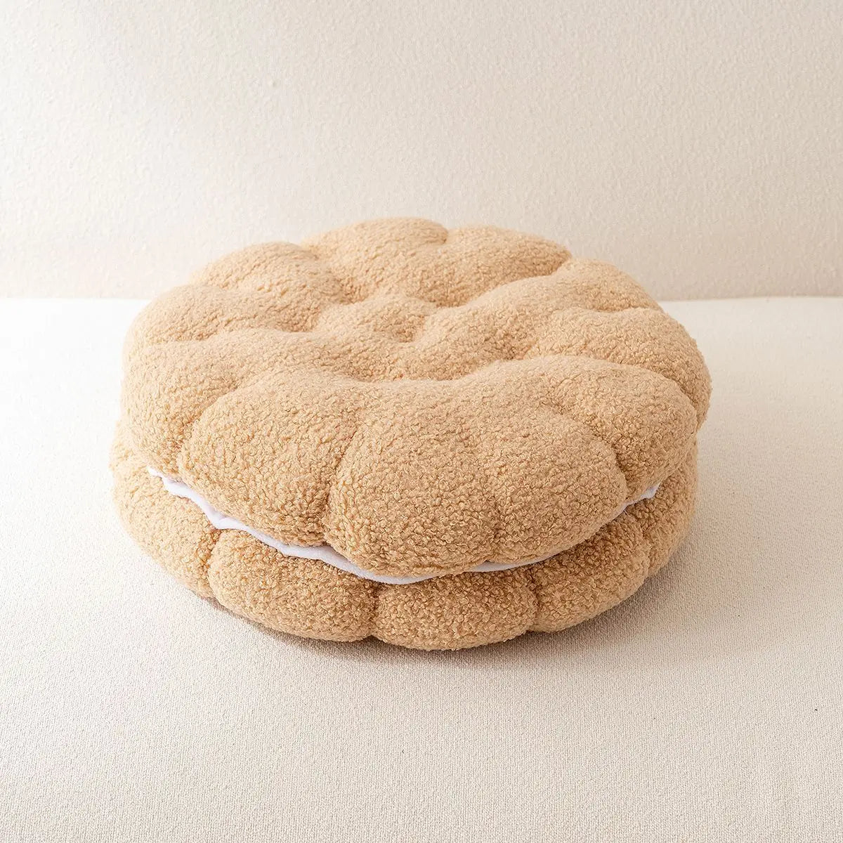 Lamb Wool Biscuit Cushion Cute Cartoon Plush Bolster with Round Sandwich Cookies Home Office Sofa Chair Decorative Pillow