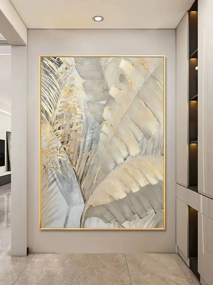 Nordic Gold Leaf Huge Size Picture Hand Painted Abstract Oil Painting On Canvas Wall Art For Living Room Home Decor No Frame