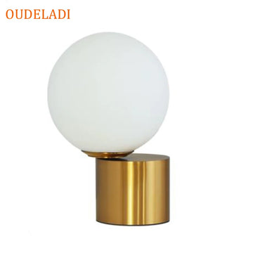 Glass Ball Brass Table Lamps Living Room Bedroom Study Bedside LED Eye Protection Desk Light Home Decor Lighting fixture