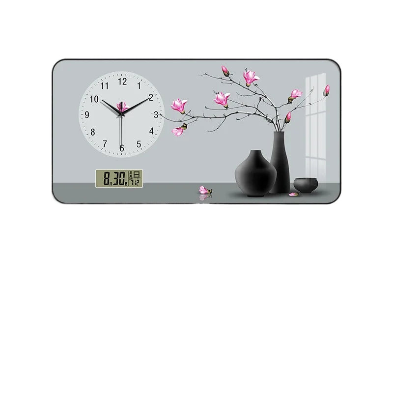Modern Minimalist Living Room Clock Home New Chinese Style Noiseless Hanging Clock Creative All-Match Wall Hanging Clock Drawing