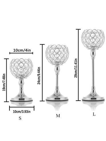 Crystal candlesticks for centerpieces, 3-size lamp candlesticks for Christmas, parties, holidays, and home decor