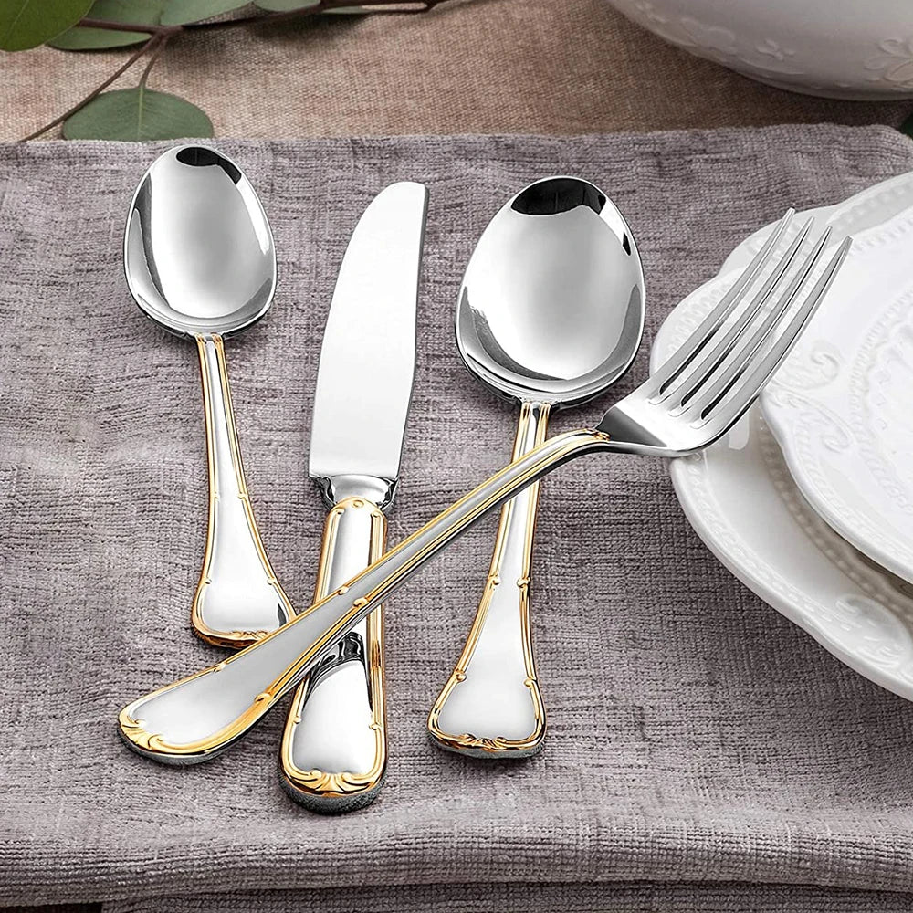 24 Piece Flatware Cutlery Set for 6 18/10 Stainless Steel Silverware Mirror Polished for Housewarming Restaurant Wedding Party