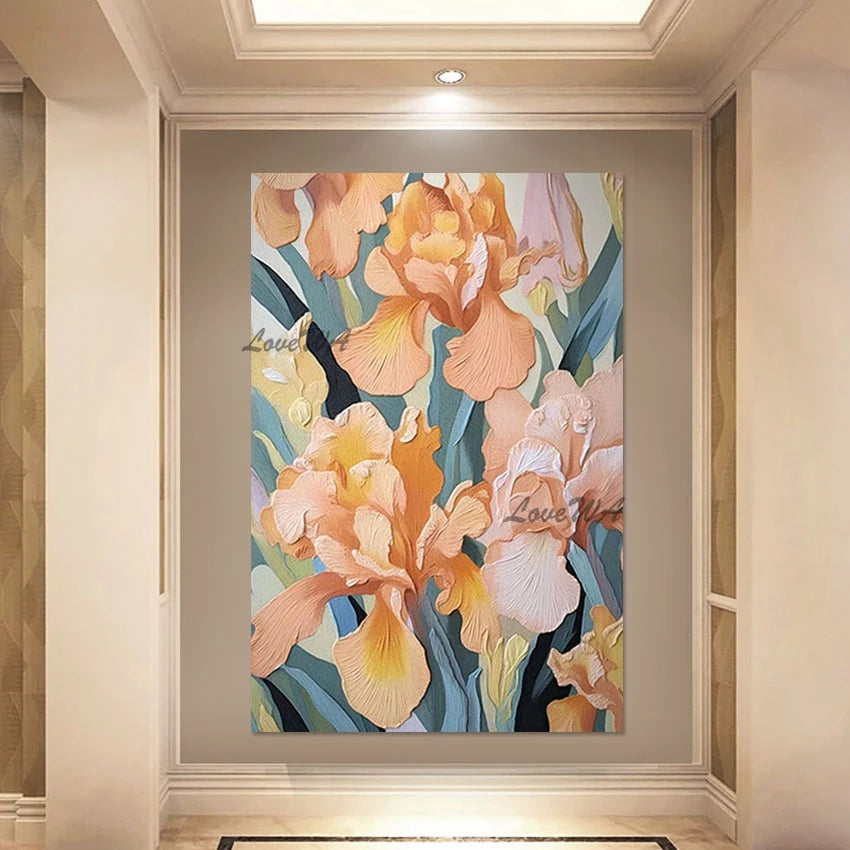 Beautiful Handmade Flowers Canvas Abstract Paintings, Natural Scenery Picture, Acrylic Textured Art Wall, Frameless Artwork