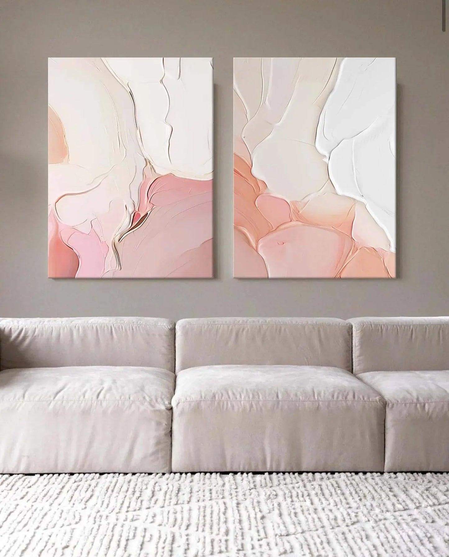 Pink Milk Color Pic 100% Hand Painted Modern Abstract Oil Painting On Canvas Wall Art For Living Room Home Decoration No Frame