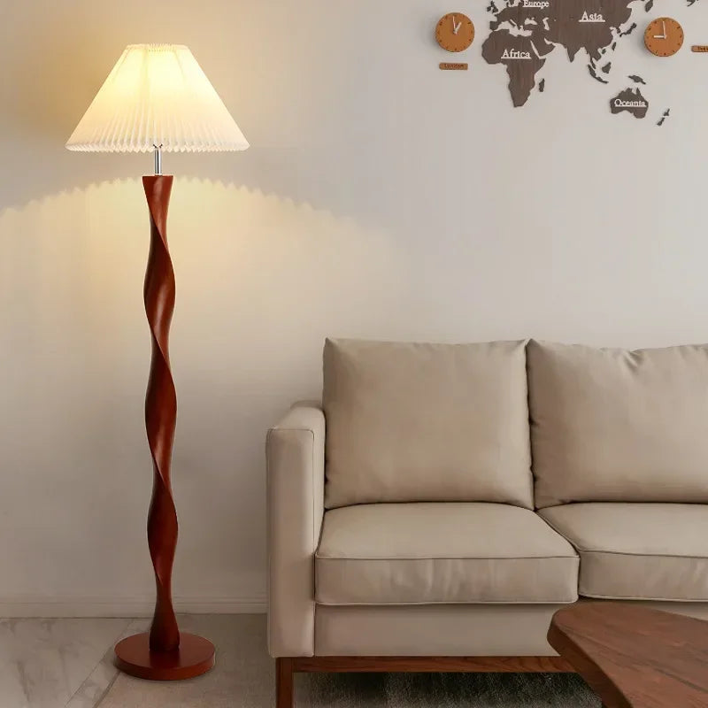 Chinese Floor Lamp, Nordic Style, Classical Style, Living Room, Bedroom, Study, Bedside, Walnut Color, Luxury Solid Wood Lamp