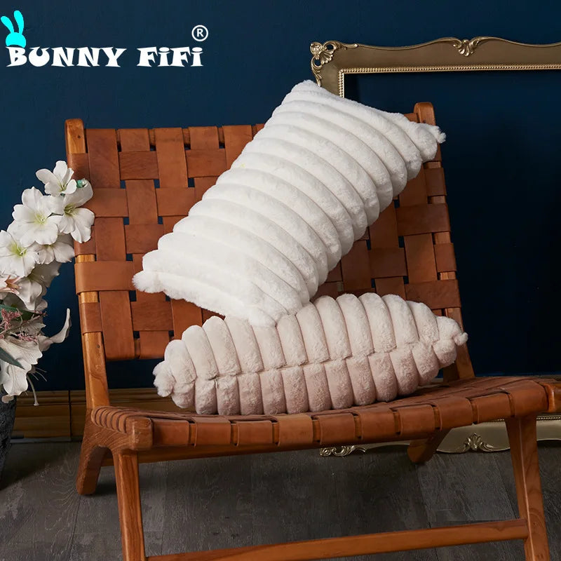 Double Sided Wide Edge Thick Soft Plush Cushion Covers Vintage Solid Color Pillowcase  Decorative pillows for sofa