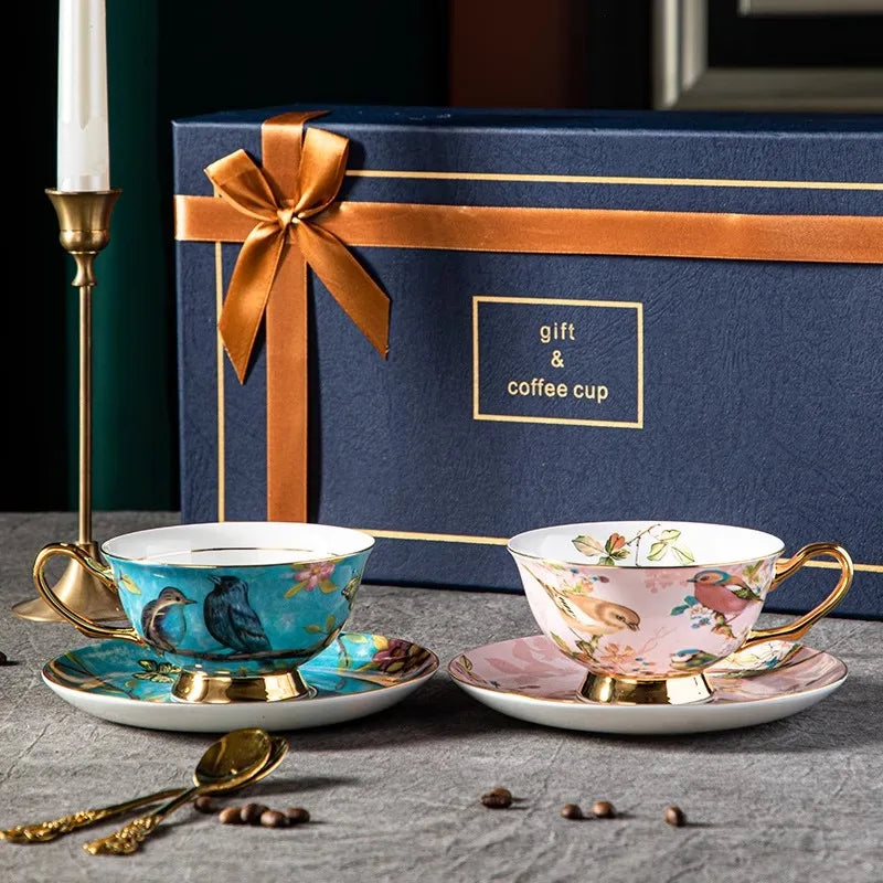 Bone China Coffee Cup Set, Rustic Style Afternoon Tea Cup, High Aesthetic Value, Light Luxury, Exquisite Gift