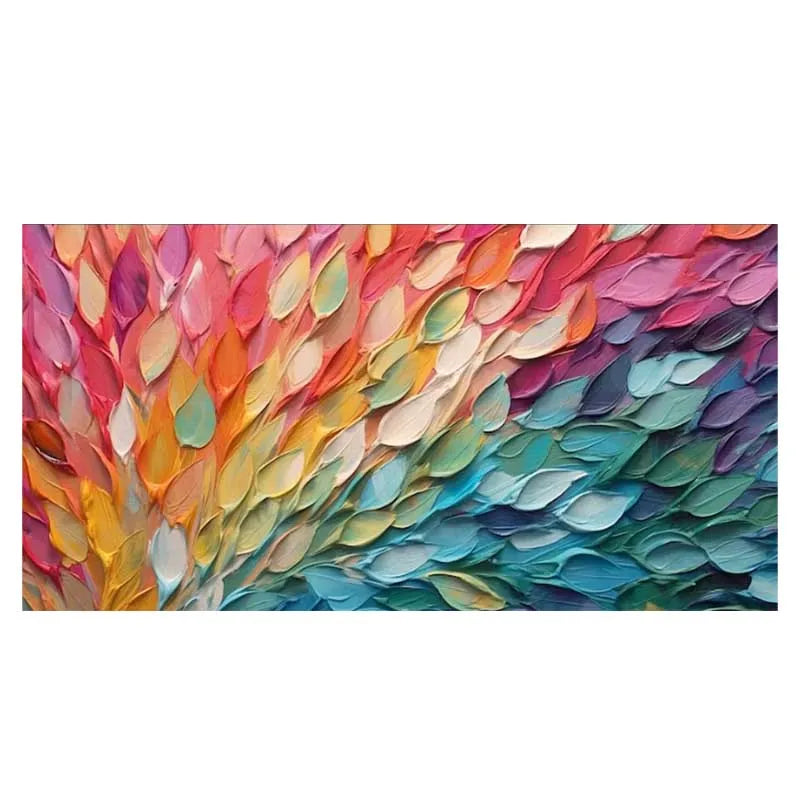 100% Hand Painted Thick Textured Knife Painted Colorful Feathers Wall Art Abstract Oil Painting on Canvas For Home Decoration