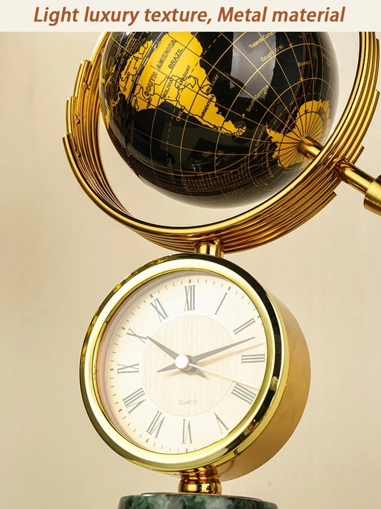 Modern Globe Figurines Clocks Luxury Living Room Nordic Sculptures Desktop Creative Figurine Table Sculpture Art Crafts Home