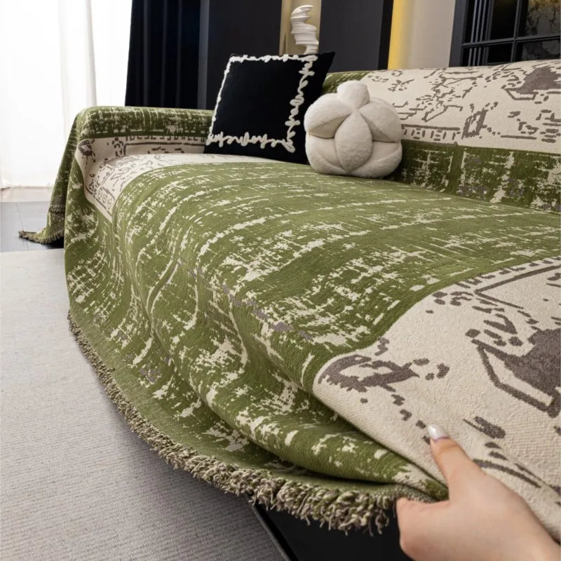 쿠션 커버 Sofa Covers Chenille Sofa Mats Throw Blankets Mats 2025 All-season Camping Picnic Blanket Color Block Sofa Cover Mats