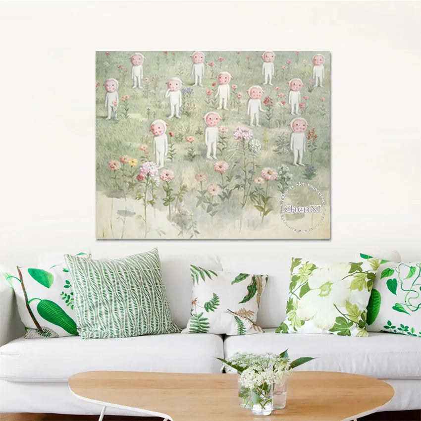 Kids Bedroom Decorative Item Little Lambs Cartoon Picture Oil Painting Hand-painted Canvas Luxury Poster Wall Art For House