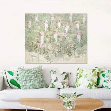 Kids Bedroom Decorative Item Little Lambs Cartoon Picture Oil Painting Hand-painted Canvas Luxury Poster Wall Art For House