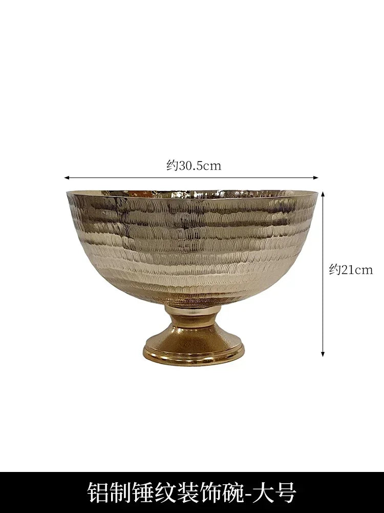 Gold candle holder aluminum hammered pattern decorative bowl round vase vintage home décor living room dining home flower vessel