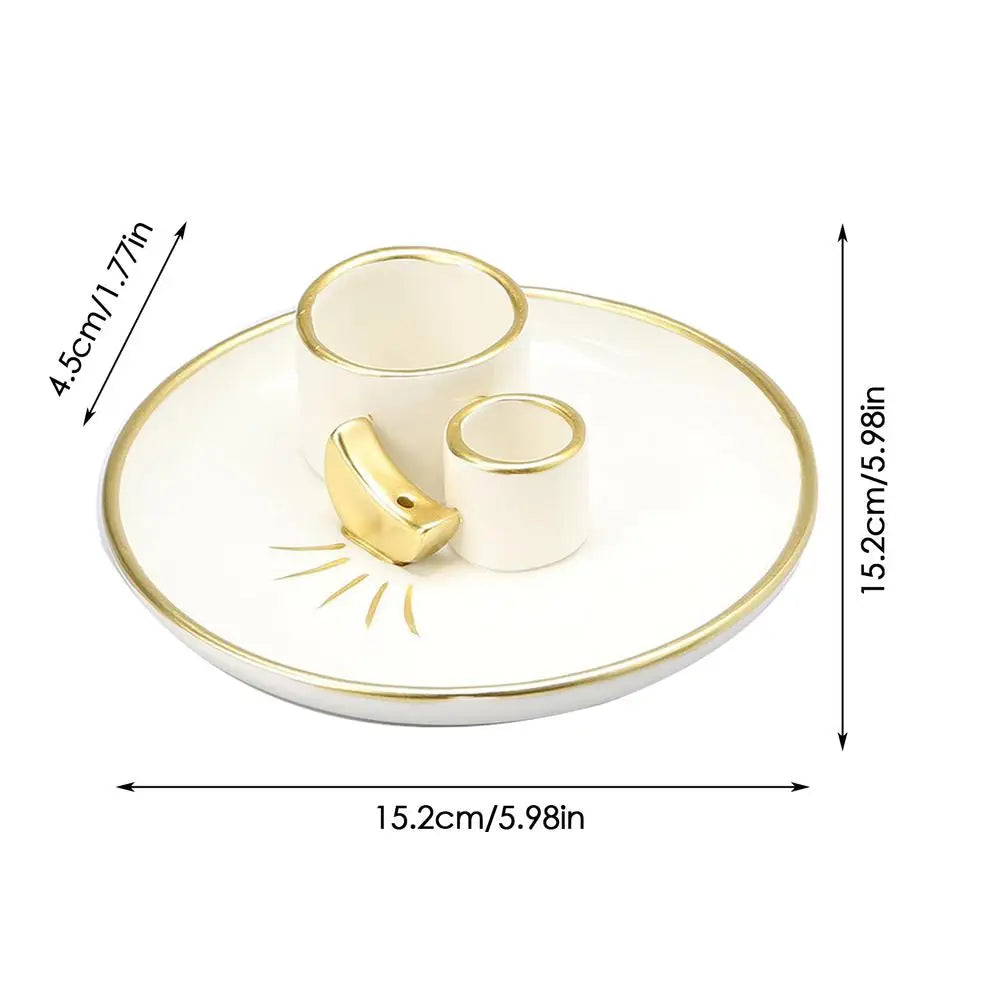 Sage Holder Ceramic Incense Burner Holder Stick Decorative Ash Catcher Tray Candle Holder Incense Burner Stick Holder Plate