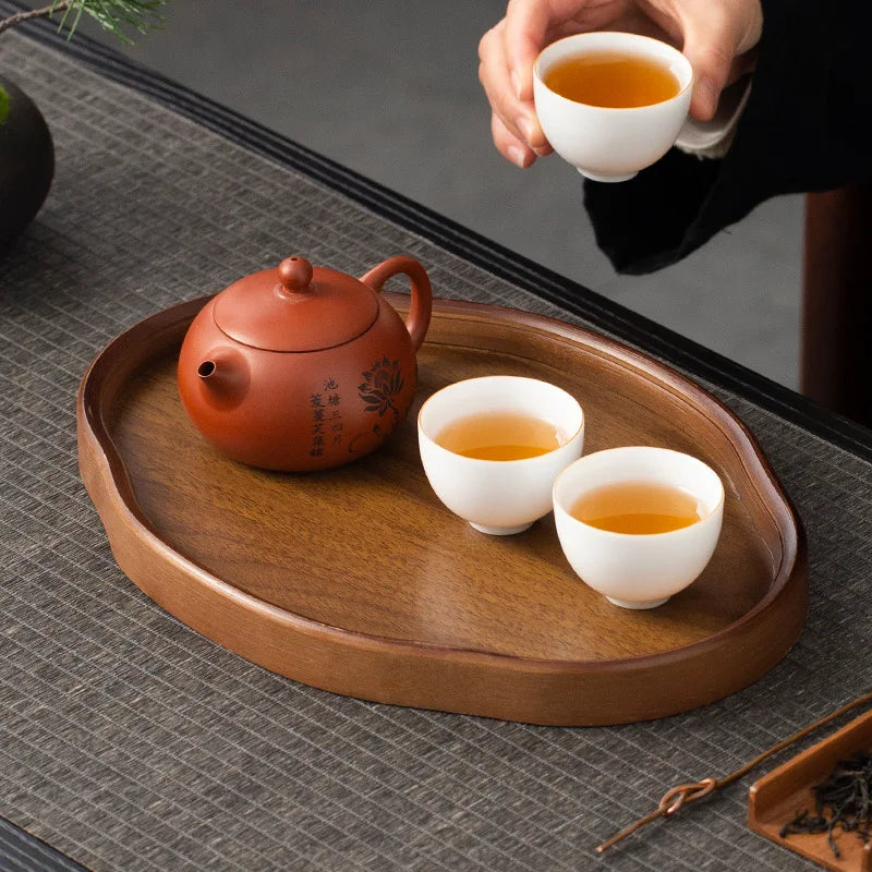 Wooden Decorative Serving Tray for Coffee Table and Home Decor Fruit Platter Decor Trays Serving Ware Food Dish Serving Platters