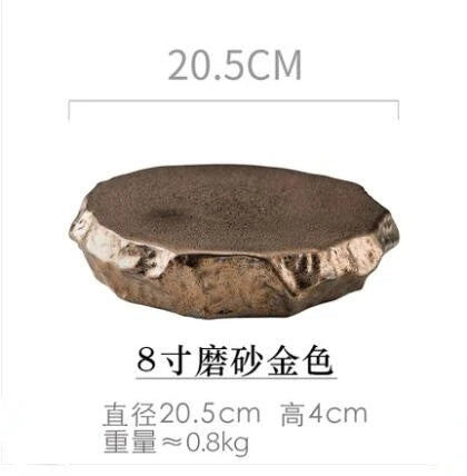 Creative Stone Pattern Ceramic Plate Dishes Western Food Steak Plate Dessert Plate Black and White Gold Special-shaped Tableware