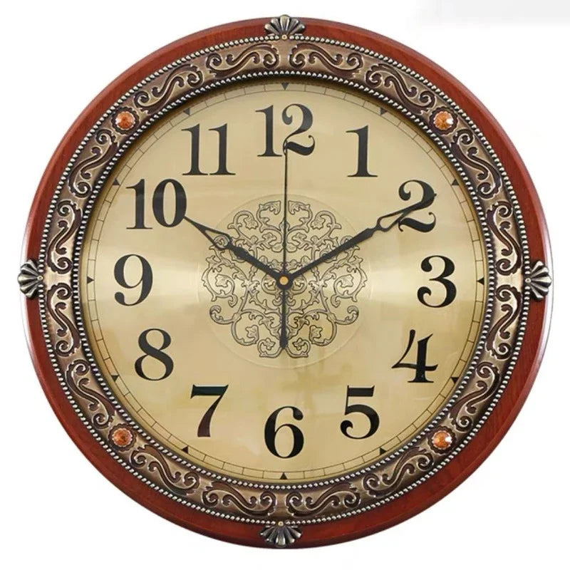 Solid Wood Frame Wall Clock Living Room Modern Wall Clock Luxury Design Vintage Clocks Nordic Aesthetic Watch Home Decoration