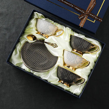 Exquisite and Luxurious European Style Bone China Coffee Cup and Plate Set, Fashionable and High-end Gift Set