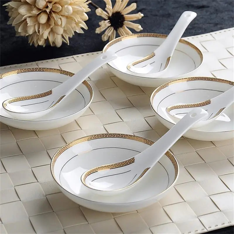 6-piece set, bone china, creative design chinese rice scoop spoon set, korean ice cream ladle, japanese soup spoon, cute spoons