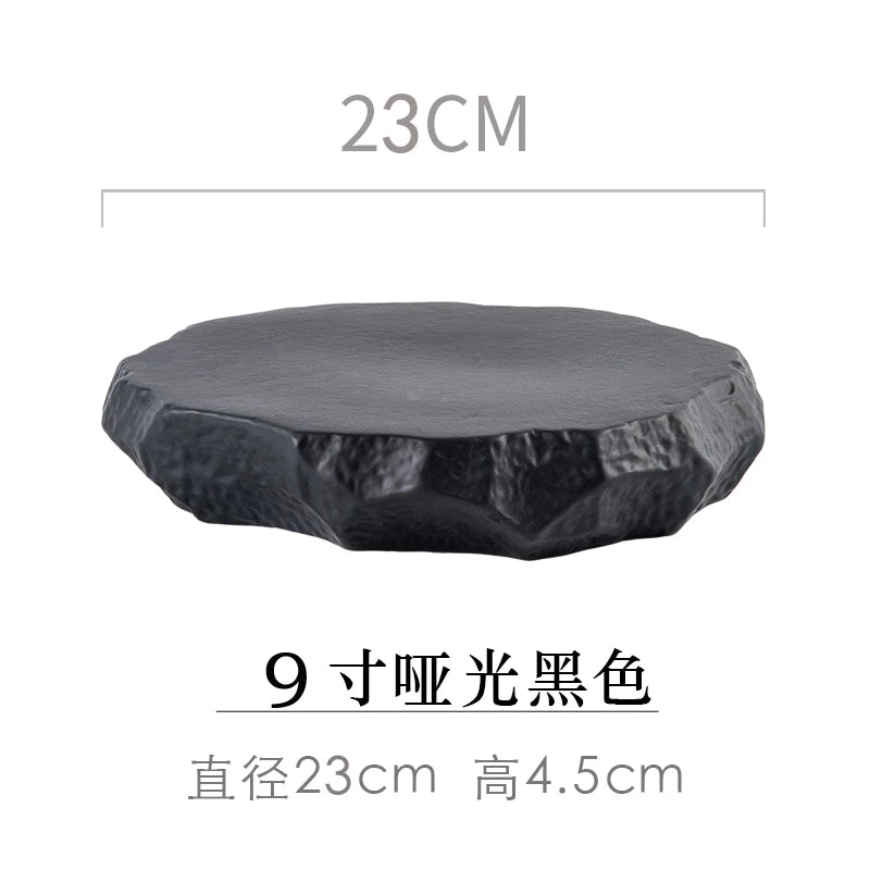 Creative Stone Pattern Ceramic Plate Dishes Western Food Steak Plate Dessert Plate Black and White Gold Special-shaped Tableware