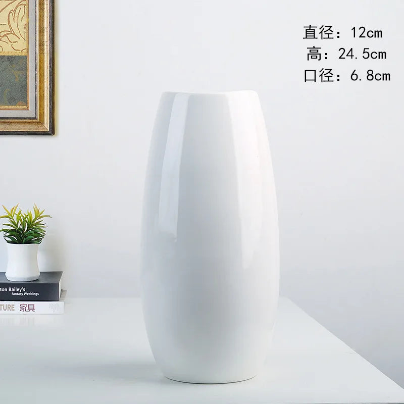 NEW Modern Ceramic Vase Nordic Home Decoration Pure White Cyan Table Vase  Dry Flower Arrangement Creative Living Room Decor