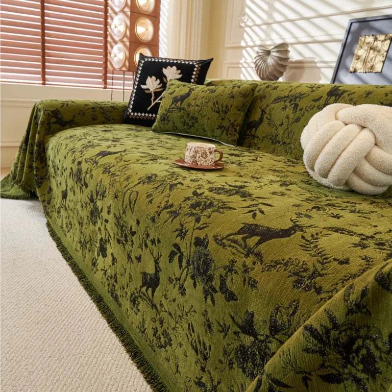 25 All-Season Chenille Sofa Cover Slipcover Cat Scratch Resistant Dustproof Sofa Cushion Universal Flower Sofa Blanket Protector