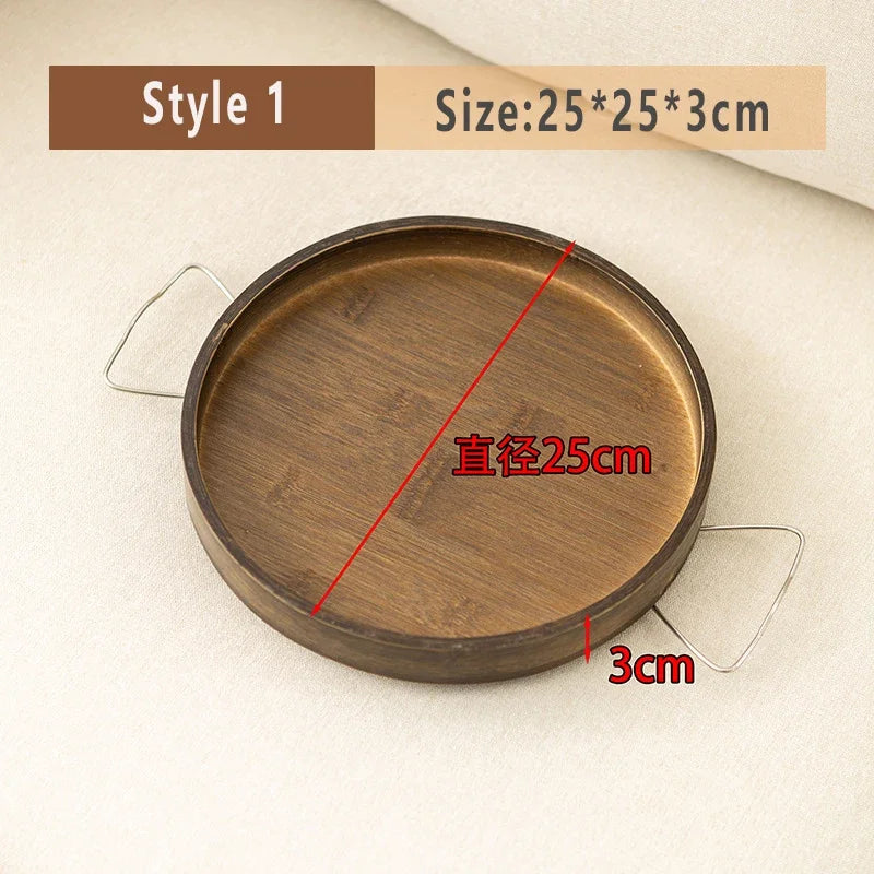 Bamboo Dried Fruit Plate Tray, Simple Mobile Small Tea Table, Modern Coffee Corner Table
