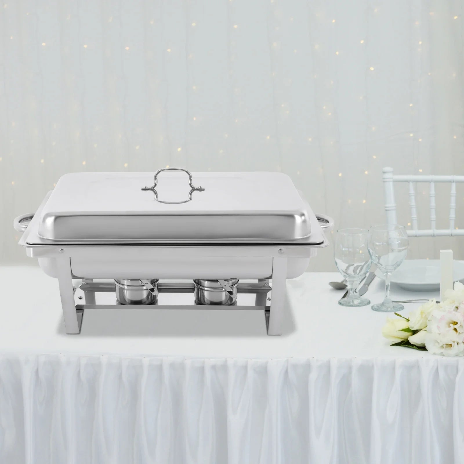 Chafing Dish Buffet Set,Gatherings Self-service Stove Food Plates,410 Stainless Steel Buffet Dishes Set,with 3 Food Compartments