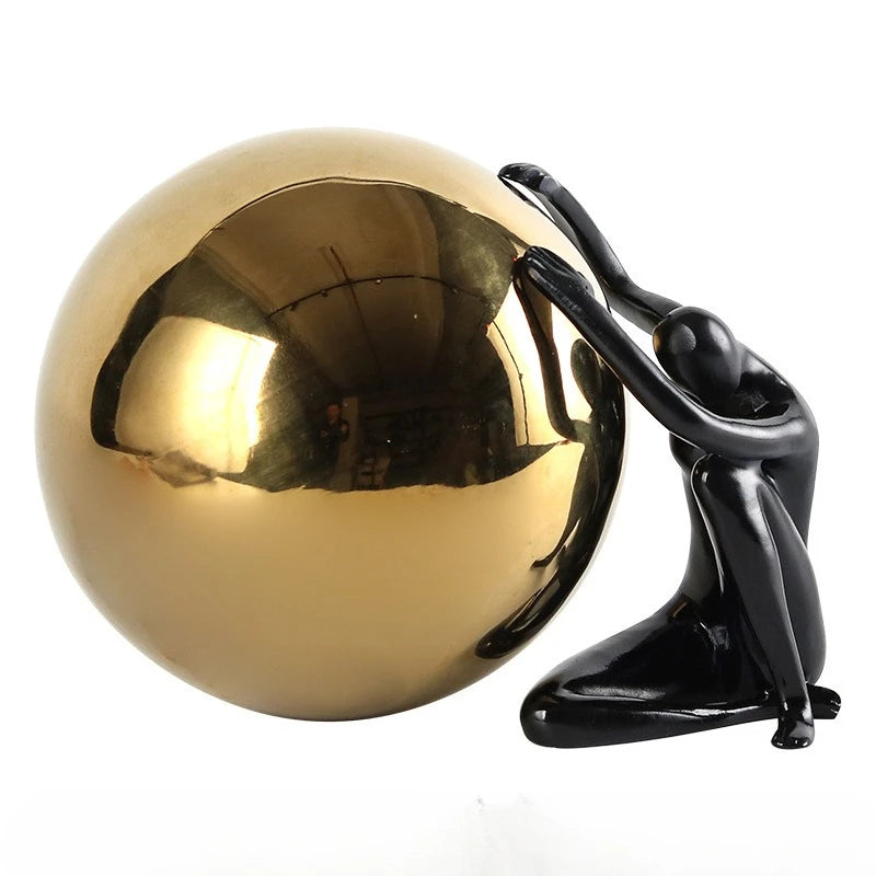 Holding Ball Sculptures Nordic Figurines Creative Modern Figure Sculpture Luxury Aesthetic Figurine Living Room Decorations