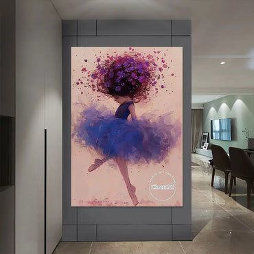 Cartoon Canvas Wall Picture Girl Dancing Ballet Hand-painted Oil Painting Modern Murals Art Set For Bedroom Decor Kids Gift