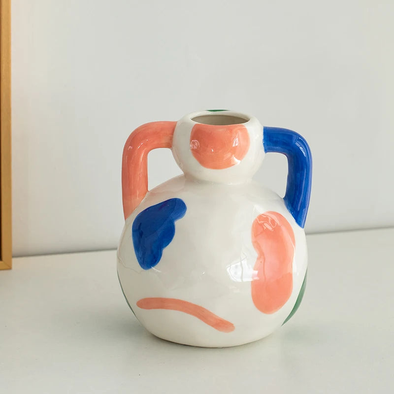 Aesthetic Ceramique Blanc Vase Rustic Kawaii Modern Minimalist Vase Bedroom Ornaments Vasi Per Fiori Home Decoration Living Room