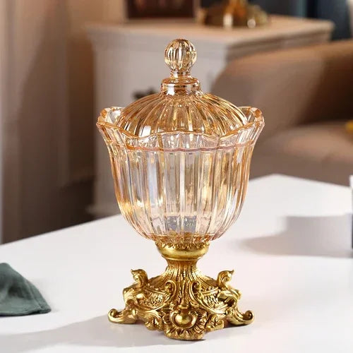 European Style Retro Glass Vase Upscale Dried Flower Vase Household Living Room Desktop Decor Flower Arrangement Vase