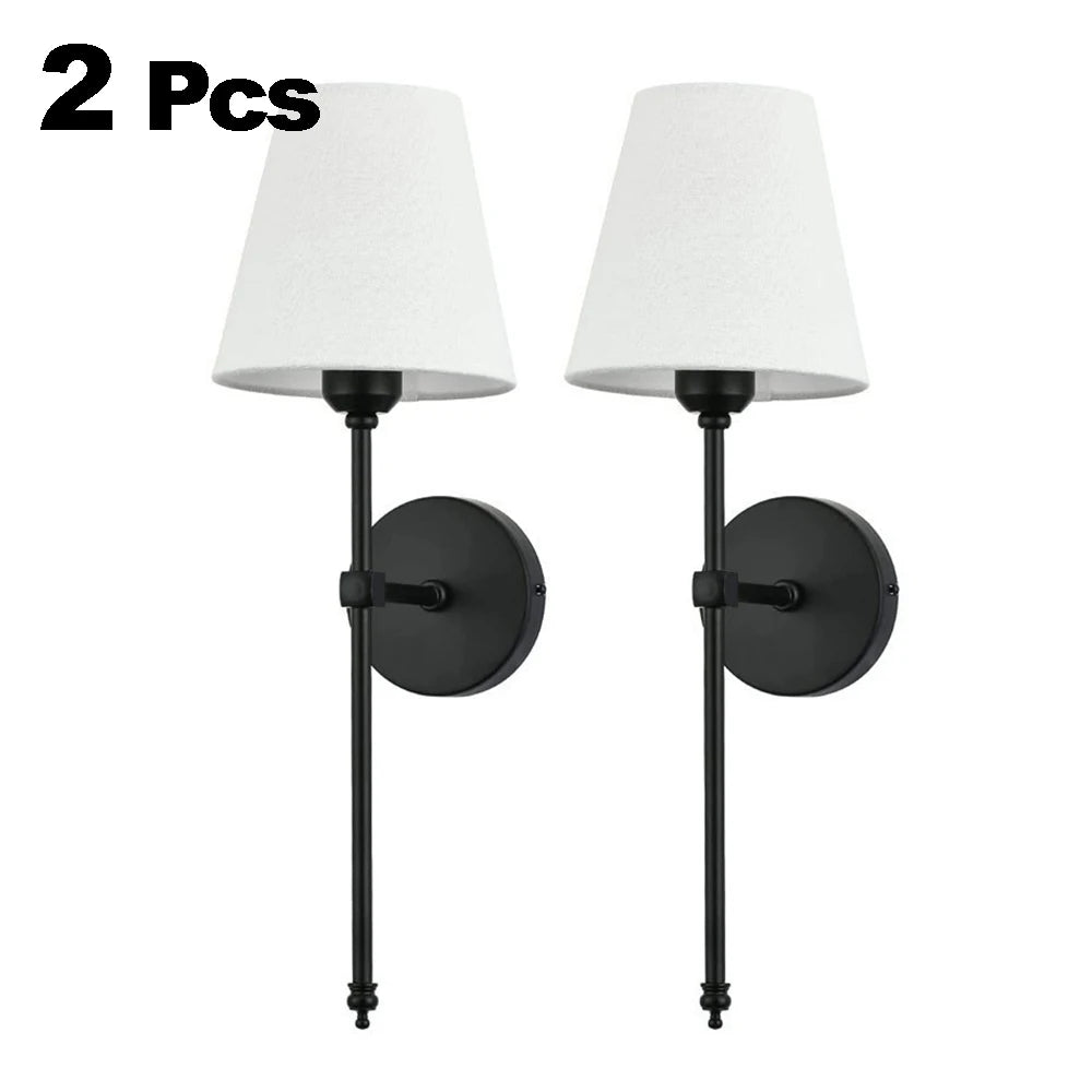 2 E27 non bulb metal wall lamps with fabric lampshades for bedroom and room decoration wall lamps