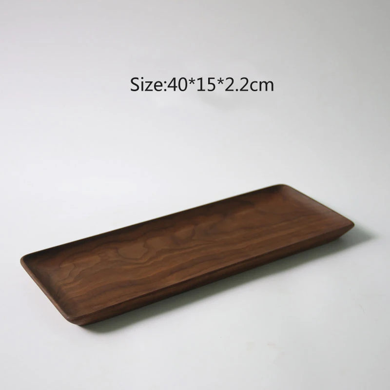 HeMu Black Walnut Whole Wood Rectangular Fruit Tray Living Room Tea Room Reception Snack Plate Restaurant Coffee Shop Service Tr
