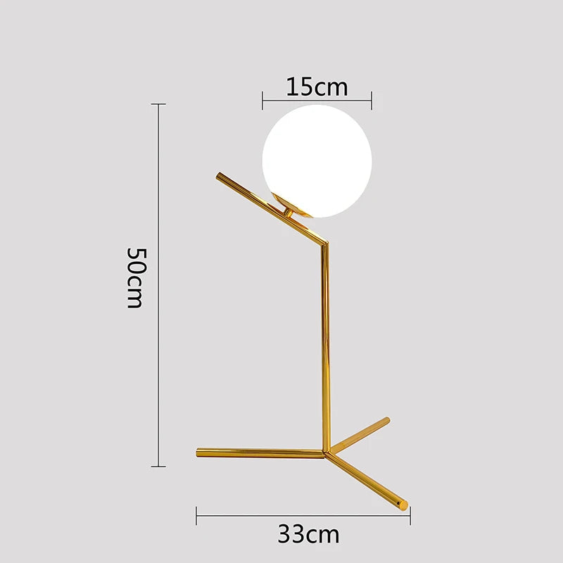 Nordic Brass Ring Glass Ball Table Lamp Modern Led Living Room Bedroom Hotel Home Decor Desk Lamp Eye Protection lamp