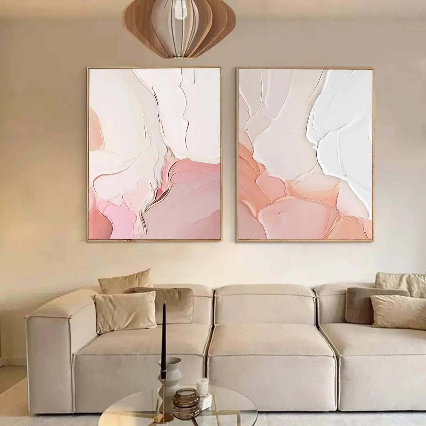 Pink Milk Color Pic 100% Hand Painted Modern Abstract Oil Painting On Canvas Wall Art For Living Room Home Decoration No Frame