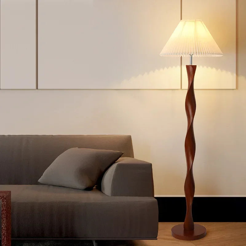 Chinese  Floor Lamp, Nordic Style, Classical Style, Living Room, Bedroom, Study, Bedside, Walnut Color, Luxury Solid Wood Lamp