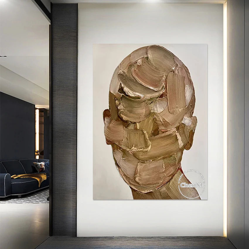Knife Painting Frameless Thick Acrylic Design Modern Abstract Textured Canvas Art Handmade Picture Figure Oil Paintings Face